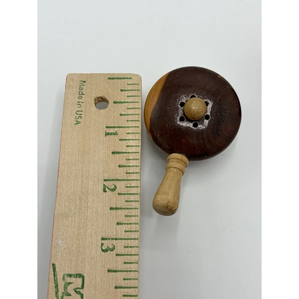 Vintage Retro Salt and Pepper Shakers Mini Wooden Pots Cottage Core Decor